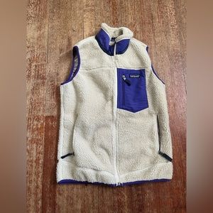 Patagonia Classic Retro Fleece Vest Cream & Purple Size Medium LIKE NEW